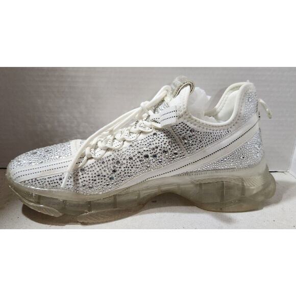 Steve Madden Womens Maxima-R White Bling Rhinestones Concert Sneaker Shoe Sz 12 - Picture 4 of 15